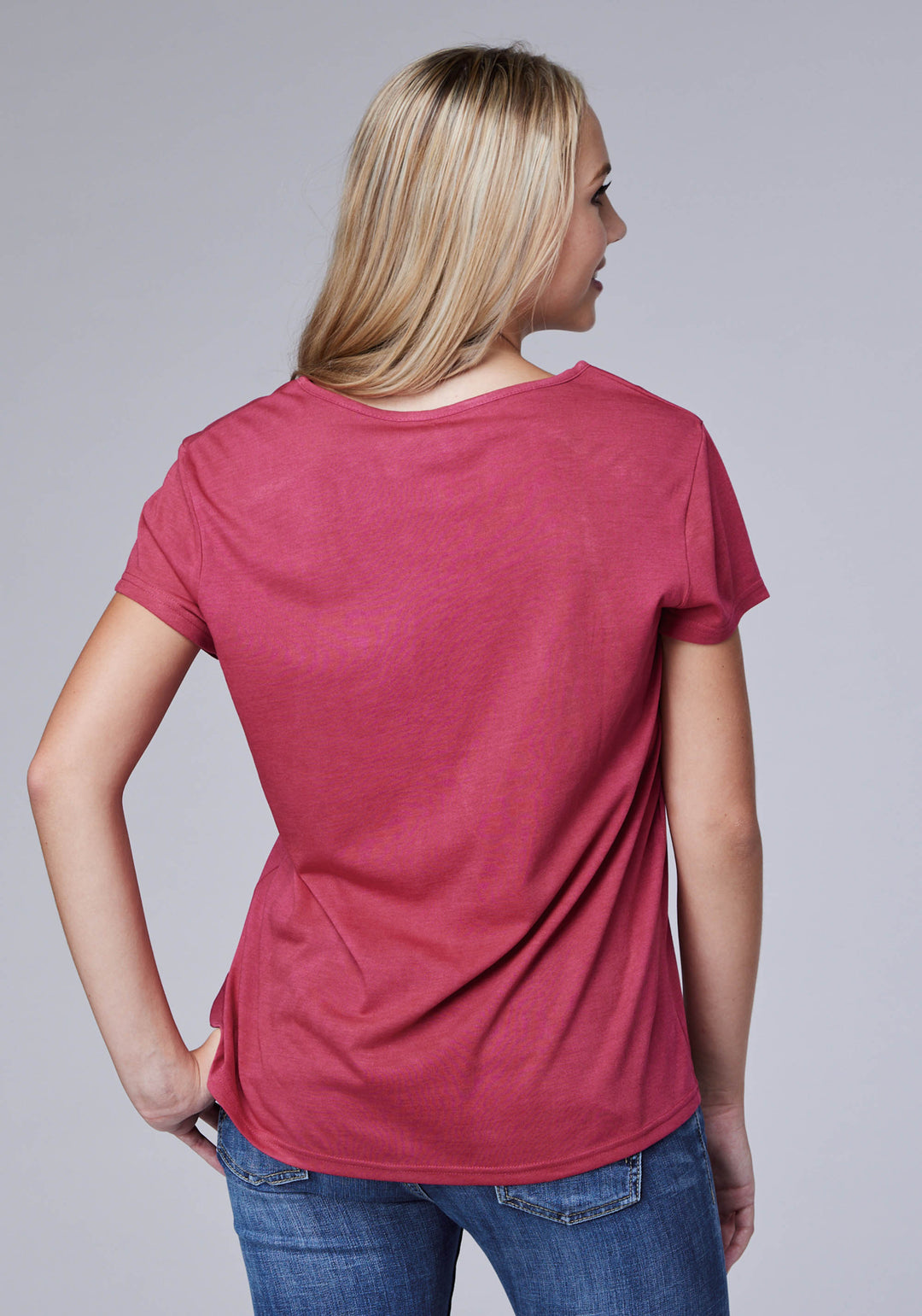 WOMENS POLY RAYON KNIT JERSEY TEE SHORT SLEEVE PULLOVER WESTERN SHIRT