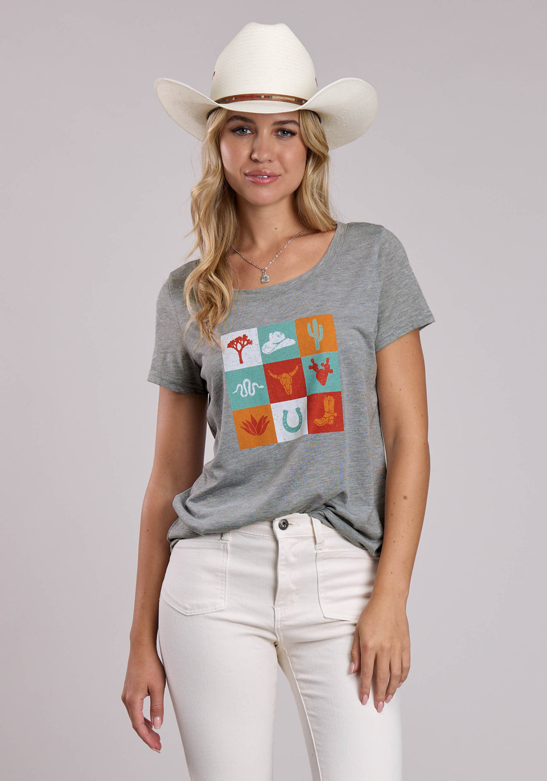 WOMENS ROPER POLY RAYON HEATHER GREY T-SHIRT