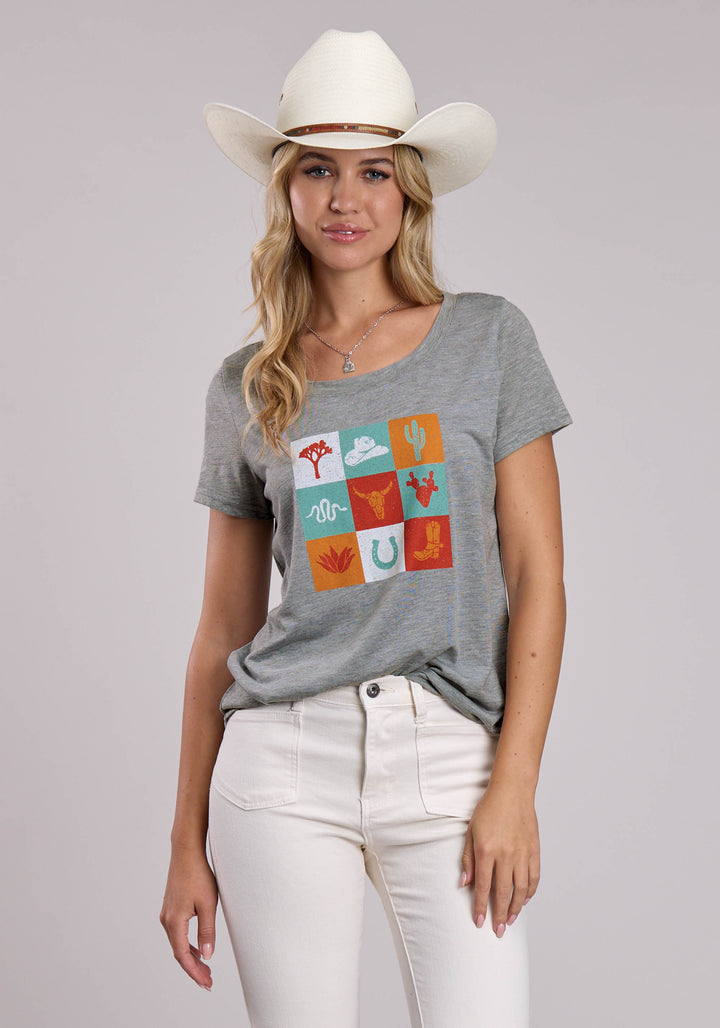 WOMENS ROPER POLY RAYON HEATHER GREY T-SHIRT