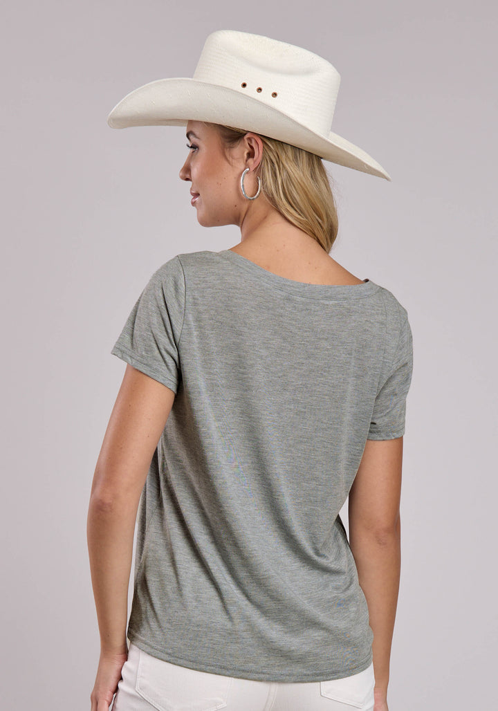 WOMENS ROPER POLY RAYON HEATHER GREY T-SHIRT