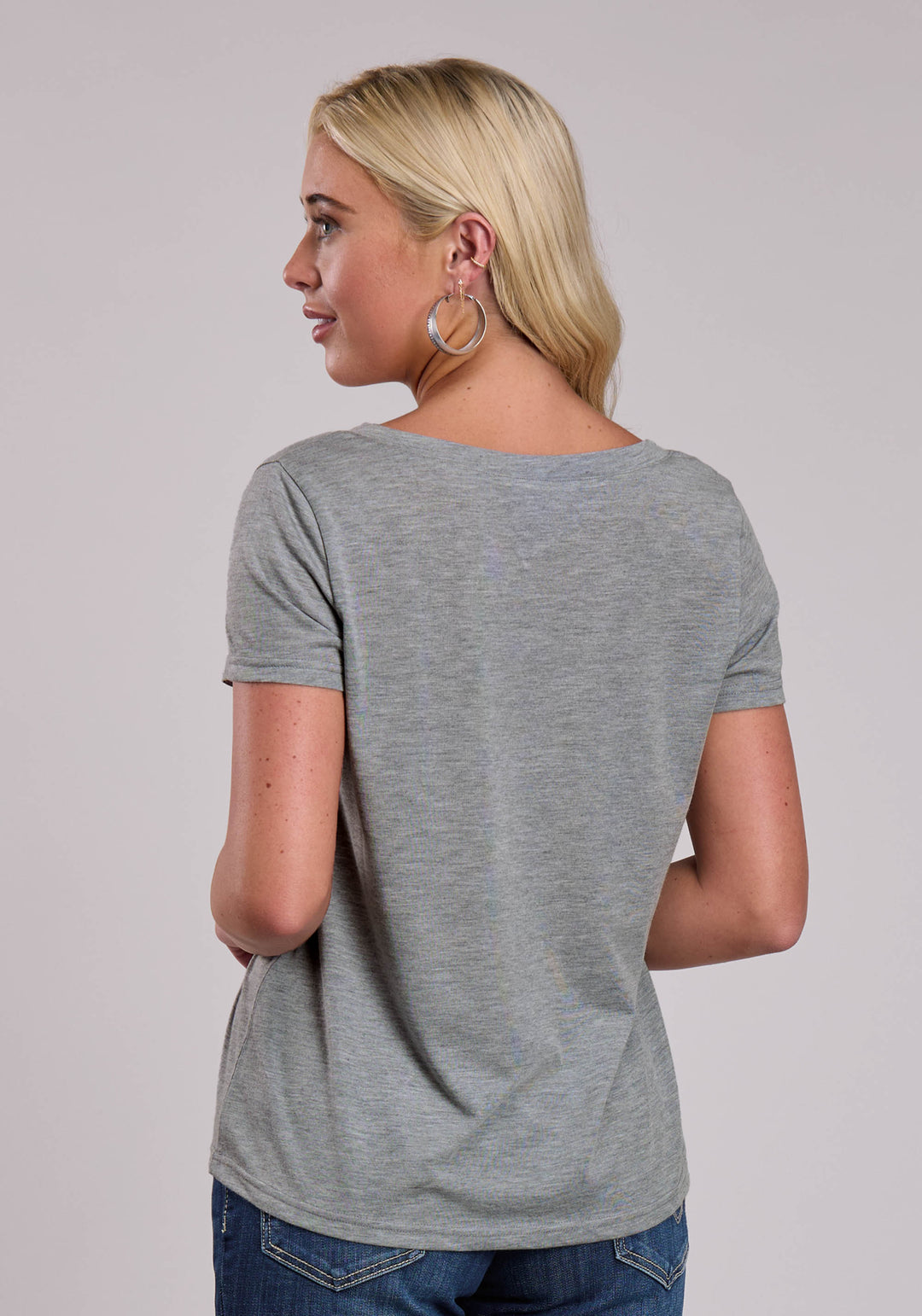 WOMENS ROPER POLY RAYON JERSEY HEATHER GREY SHORT SLEEVE SHIRT