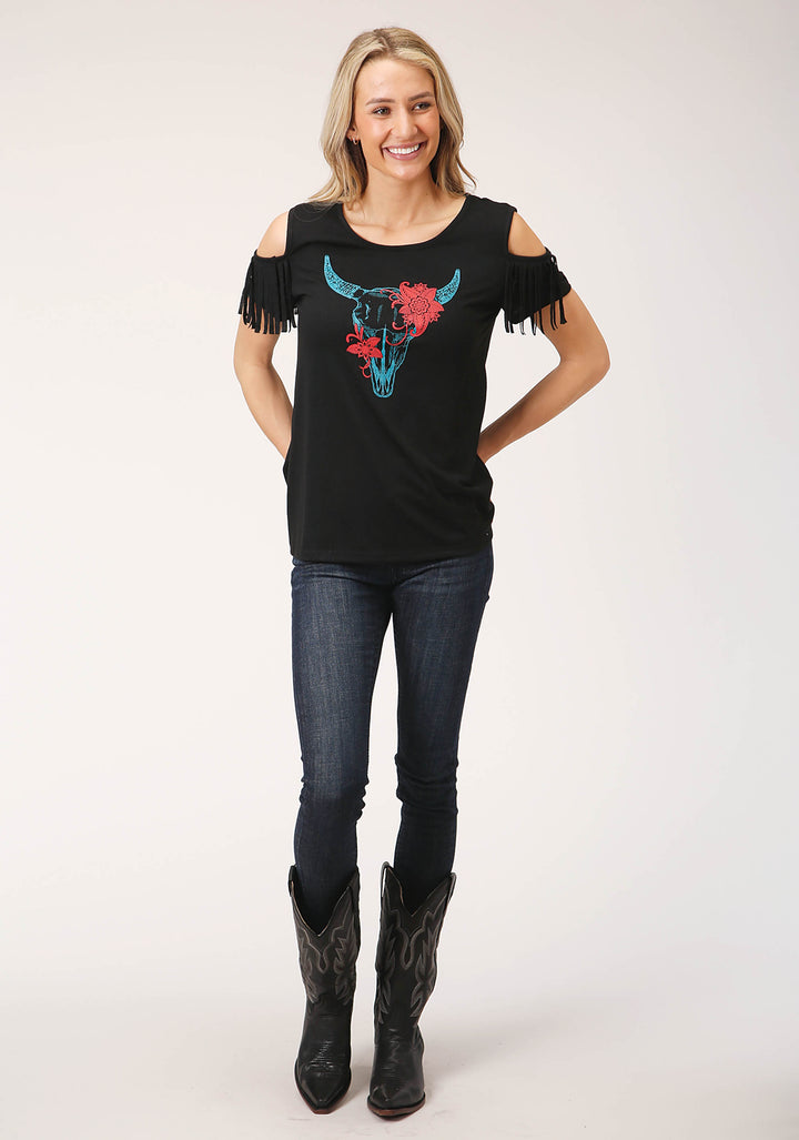 WOMENS SHORT SLEEVE KNIT POLY RAYON SHORT SLEEVE  SCOOP NECK TEE TOP