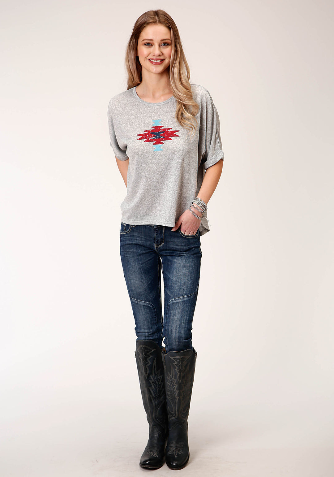 WOMENS SHORT SLEEVE KNIT HEATHER GREY SWEATER KNIT TOP TOP