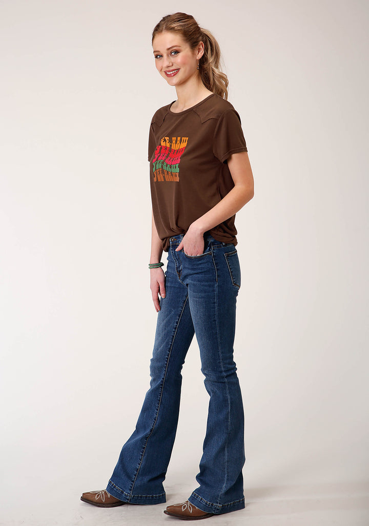 WOMENS SHORT SLEEVE KNIT POLY RAYON JERSEY KNIT TEE SHIRT TOP