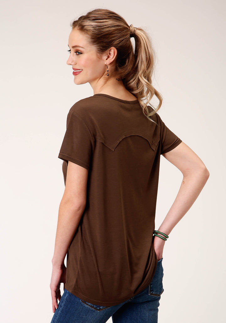 WOMENS SHORT SLEEVE KNIT POLY RAYON JERSEY KNIT TEE SHIRT TOP