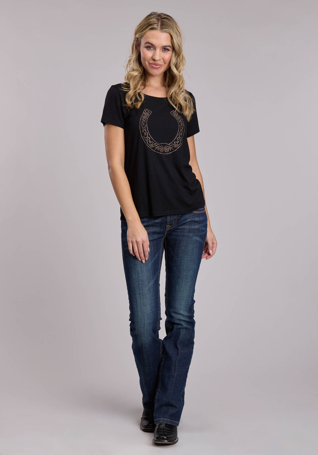 WOMENS ROPER POLY RAYON WESTERN JERSEY SCOOOP NECK TEE