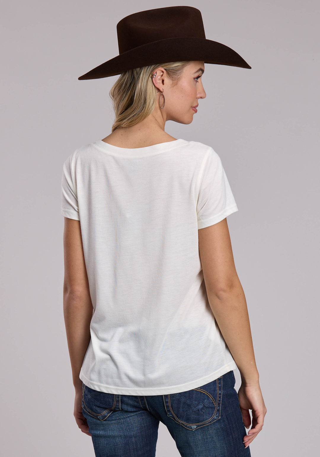 WOMENS ROPER POLY RAYON WESTERN JERSEY SCOOP NECK TEE