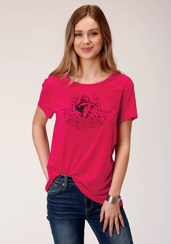 WOMENS SHORT SLEEVE KNIT POLY RAYON JERSEY CREW NECK TEE TOP
