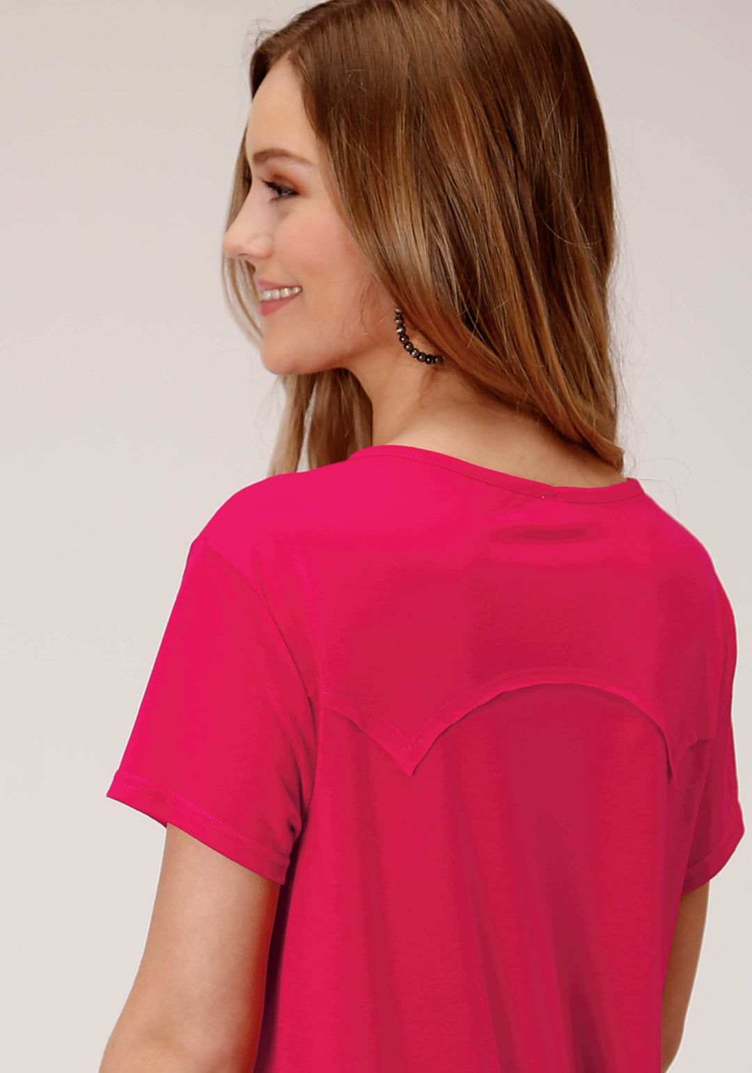 WOMENS SHORT SLEEVE KNIT POLY RAYON JERSEY CREW NECK TEE TOP