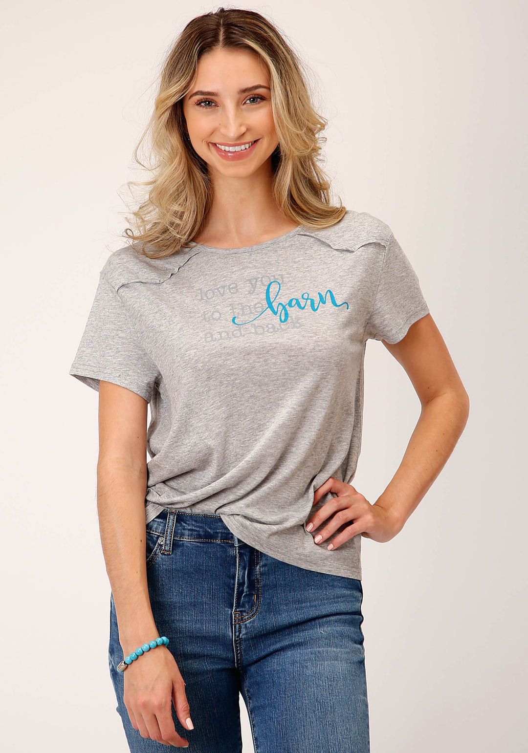 WOMENS SHORT SLEEVE KNIT POLY RAYON JERSEY SHORT SLEEVE  TEE  1 PT FRT YOKE TOP