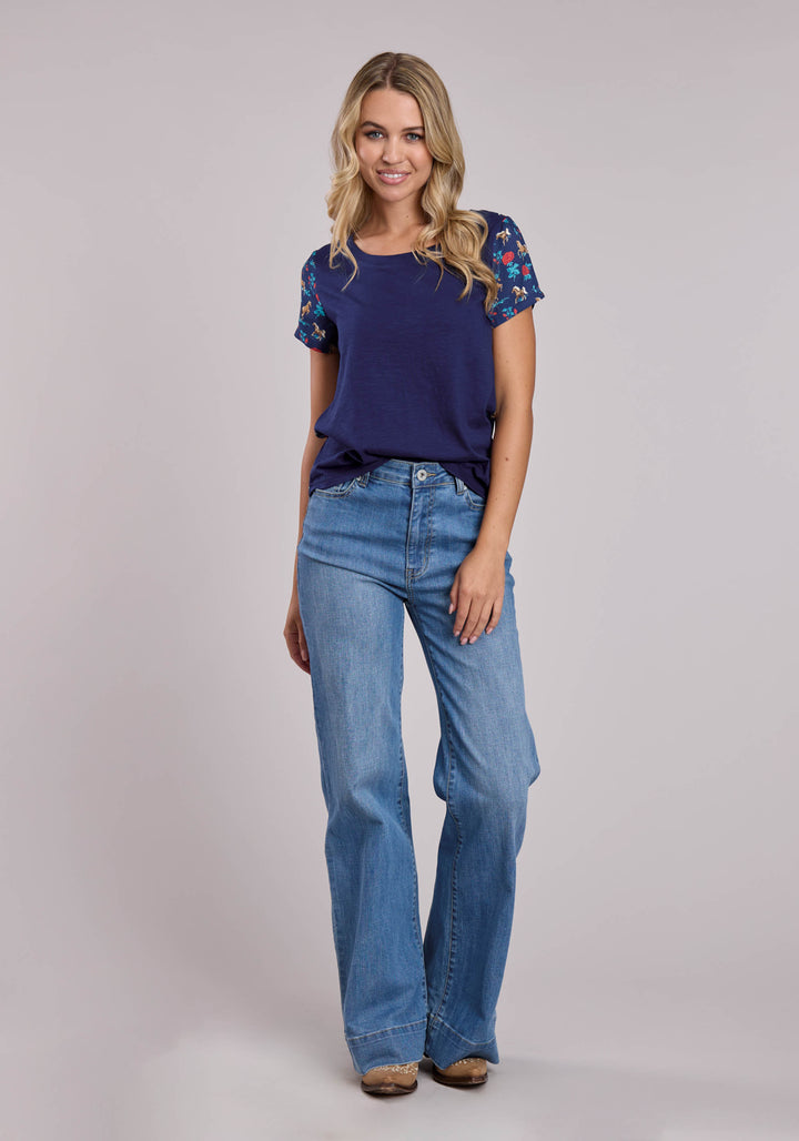 WOMENS ROPER COTTON SLUB WESTERN TSHIRT
