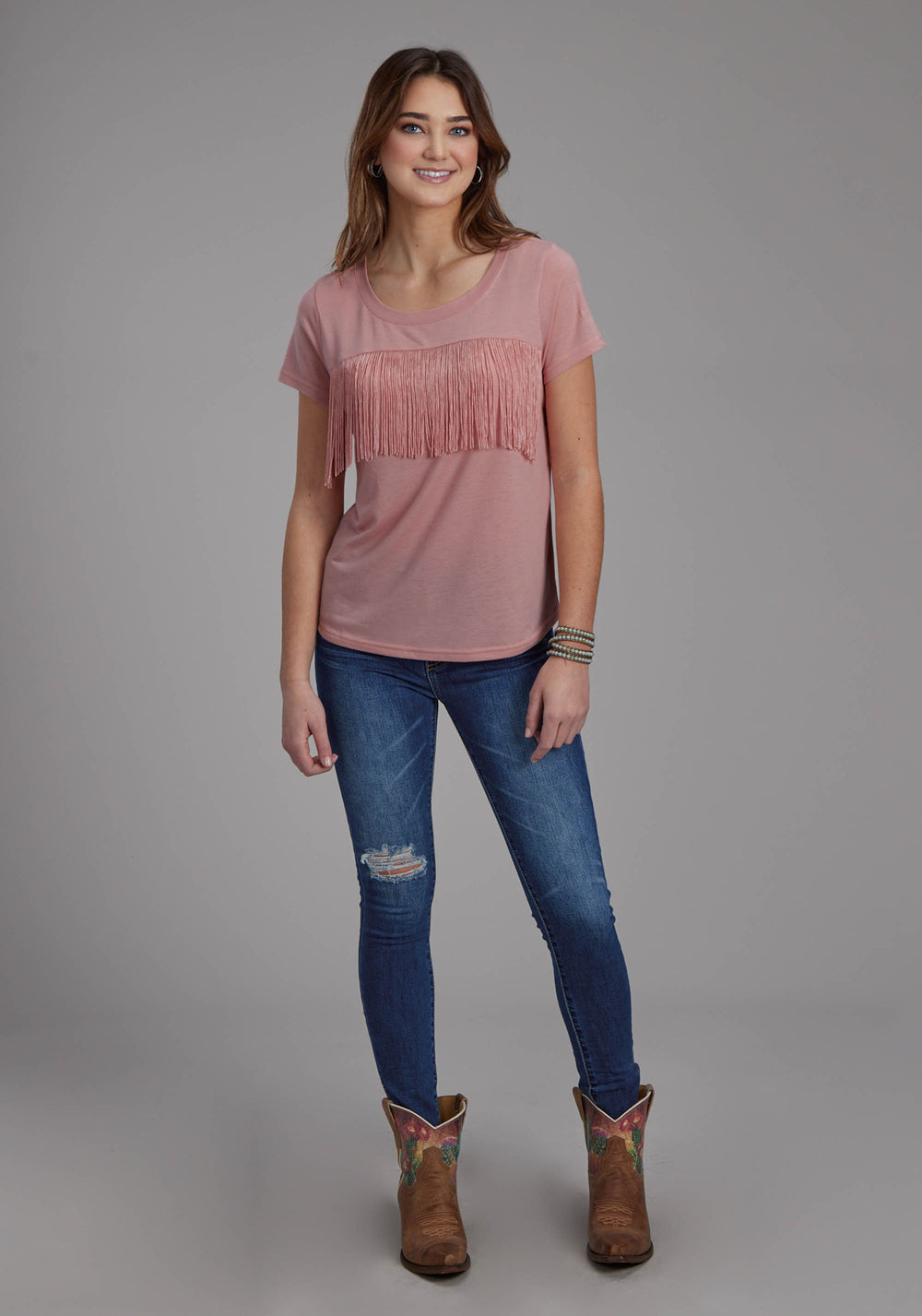 WOMENS POLY RAYON SS TEE SHORT SLEEVE PULLOVER WESTERN SHIRT