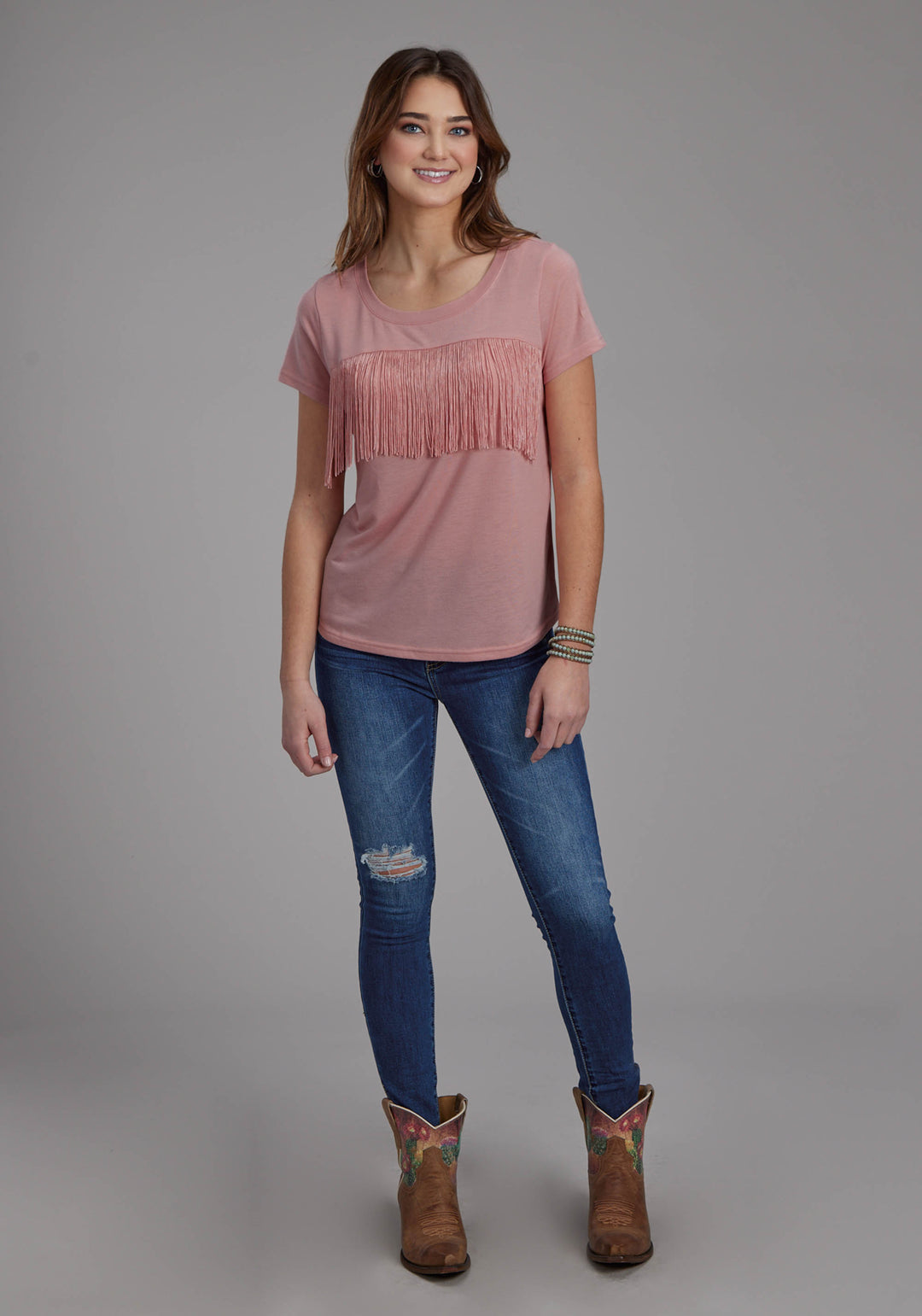 WOMENS POLY RAYON SS TEE SHORT SLEEVE PULLOVER WESTERN SHIRT