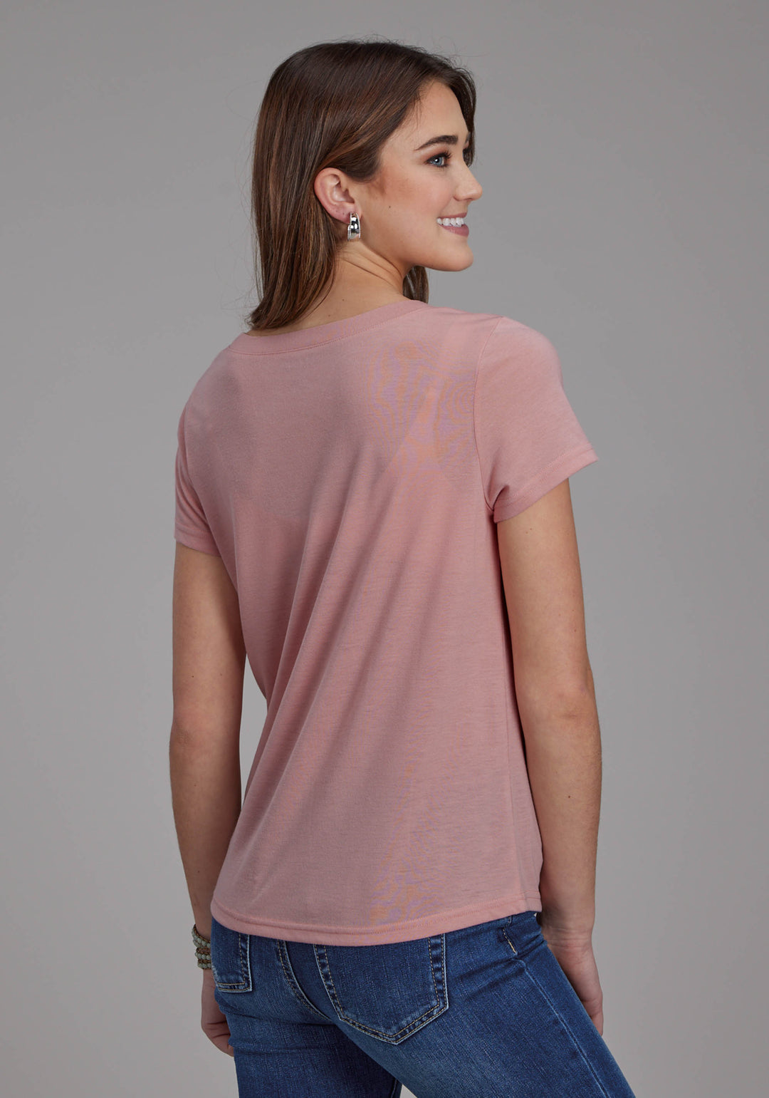 WOMENS POLY RAYON SS TEE SHORT SLEEVE PULLOVER WESTERN SHIRT