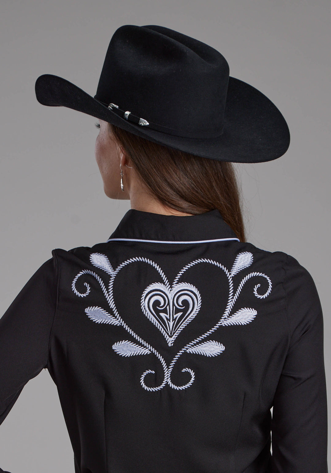 WOMENS POLY SPANDEX TWILL RETRO SHIRT LONG SLEEVE SNAP WESTERN SHIRT