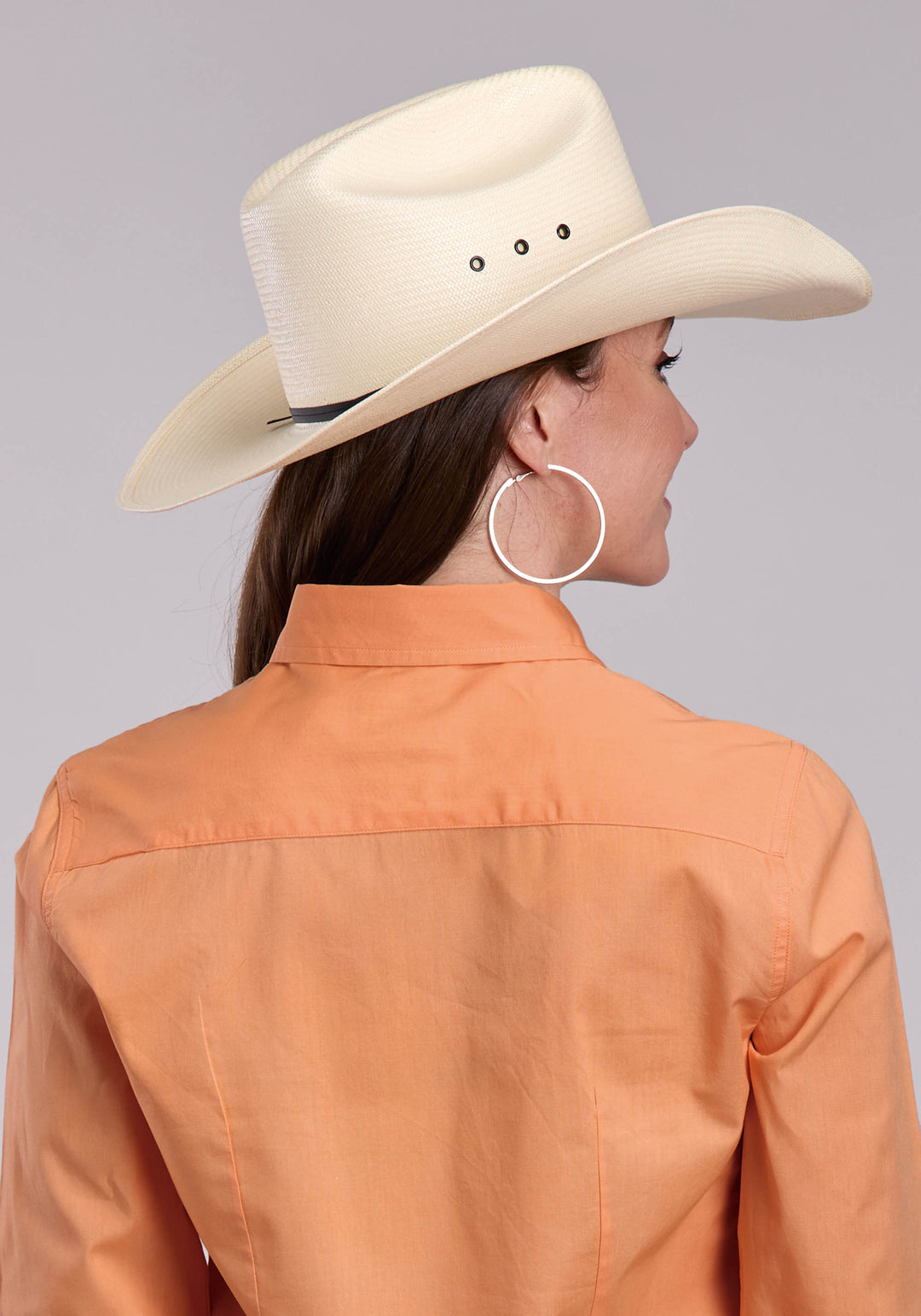 WOMENS ROPER SOLID POPLIN TANGERINE LONG SLEEVE SNAP SHIRT