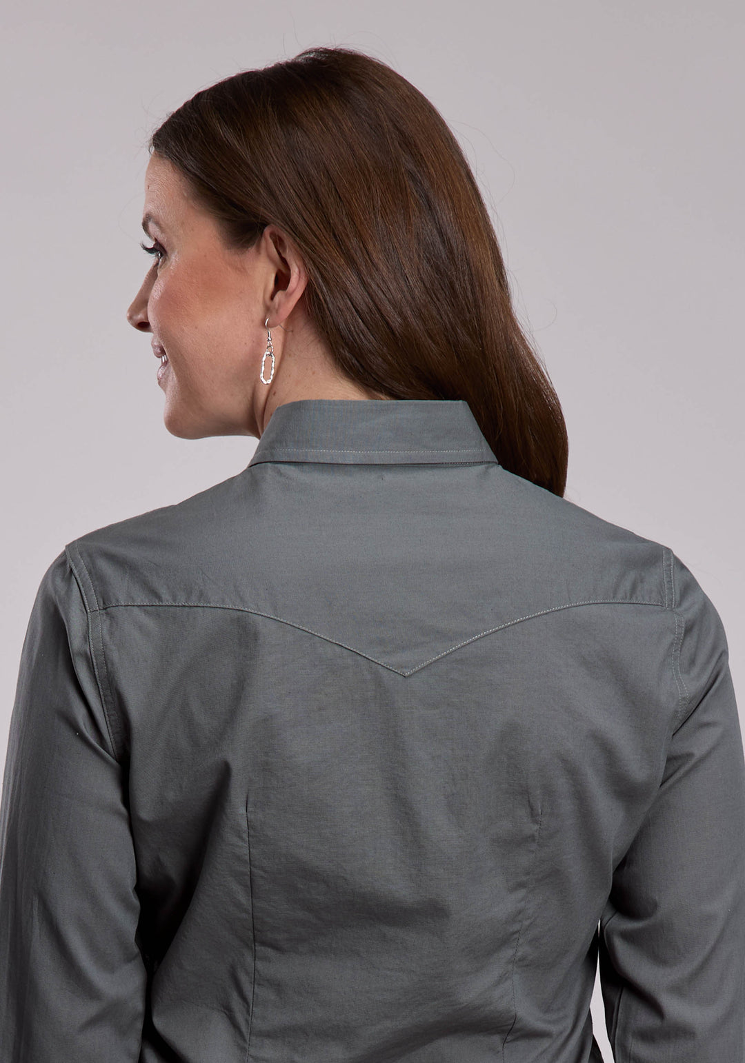 WOMENS ROPER SOLID DARK SAGE GREEN WESTERN SNAP SHIRT