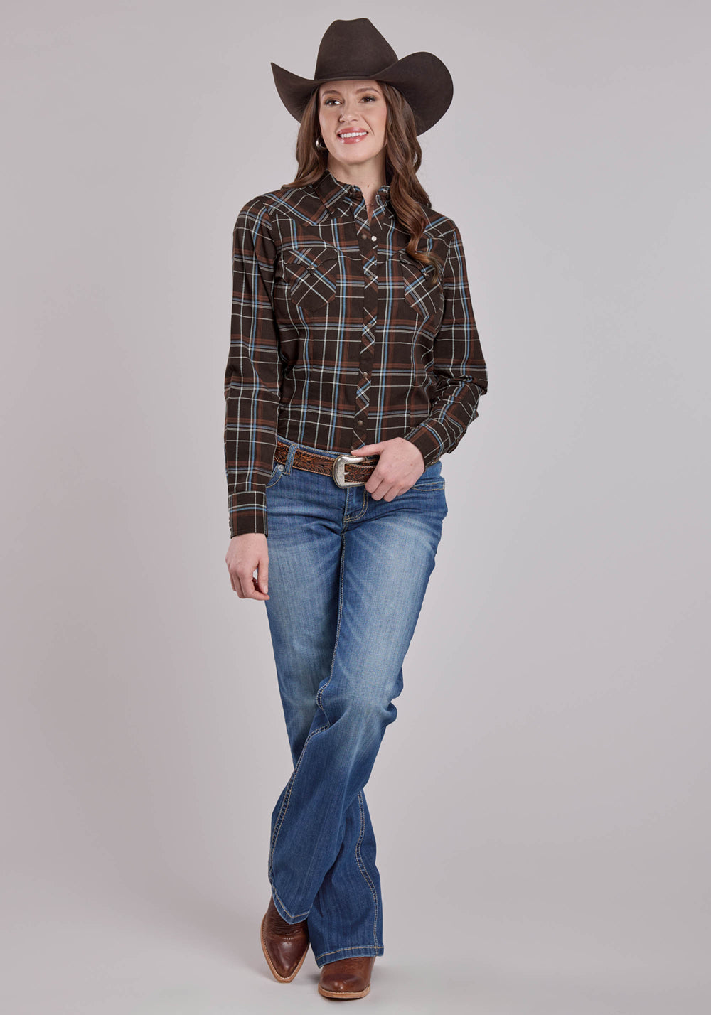 WOMENS ROPER ARROW DOBBY LONG SLEEVE SNAP SHIRT