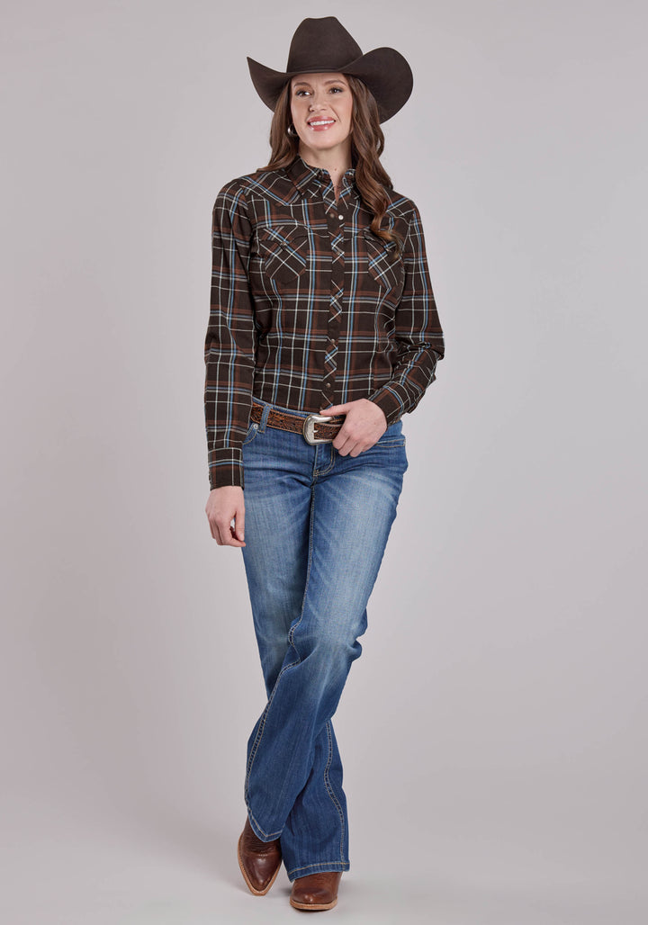 WOMENS ROPER ARROW DOBBY LONG SLEEVE SNAP SHIRT