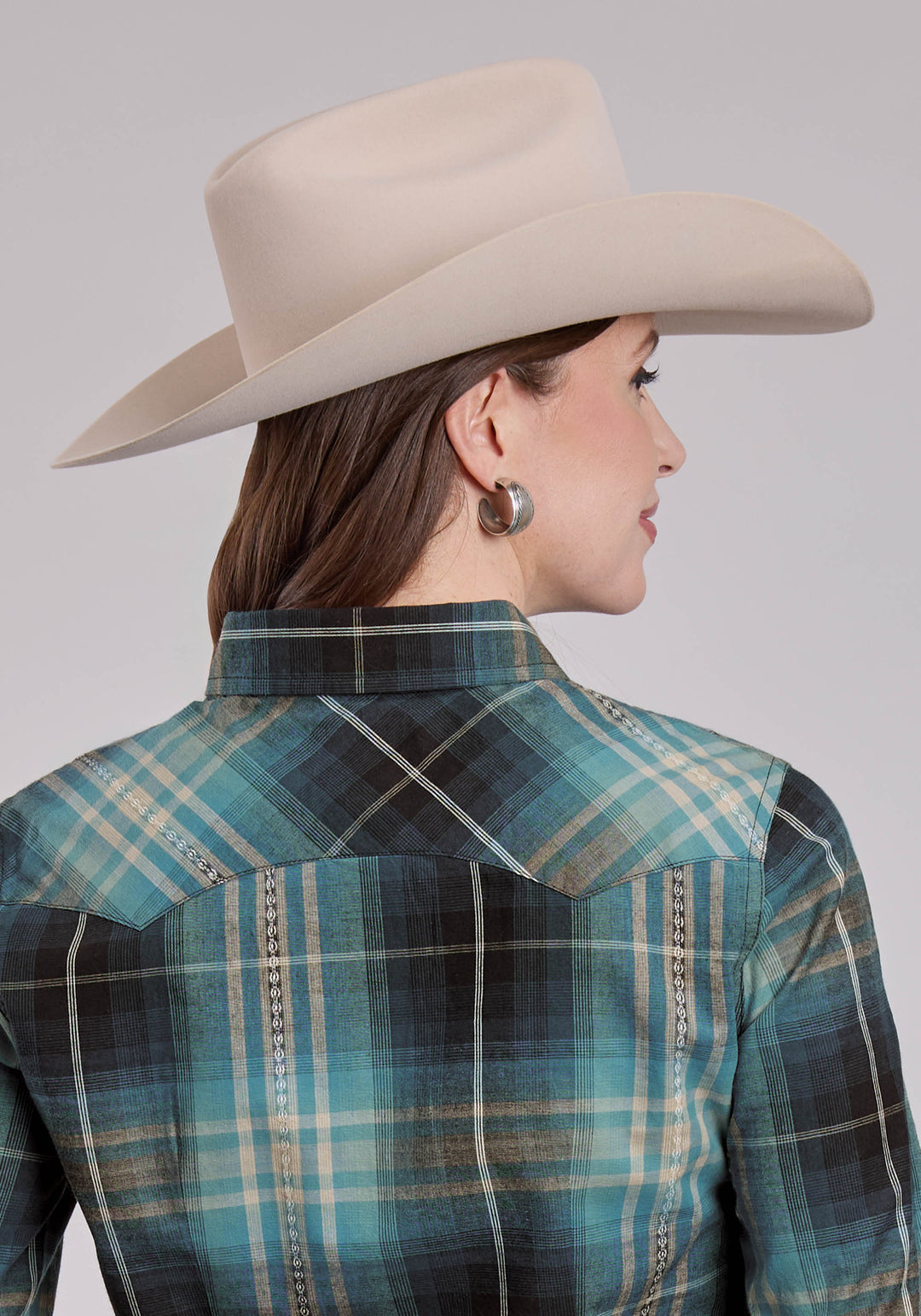 WOMENS LONG SLEEVE SNAP AZTEC DOBBY WESTERN SHIRT