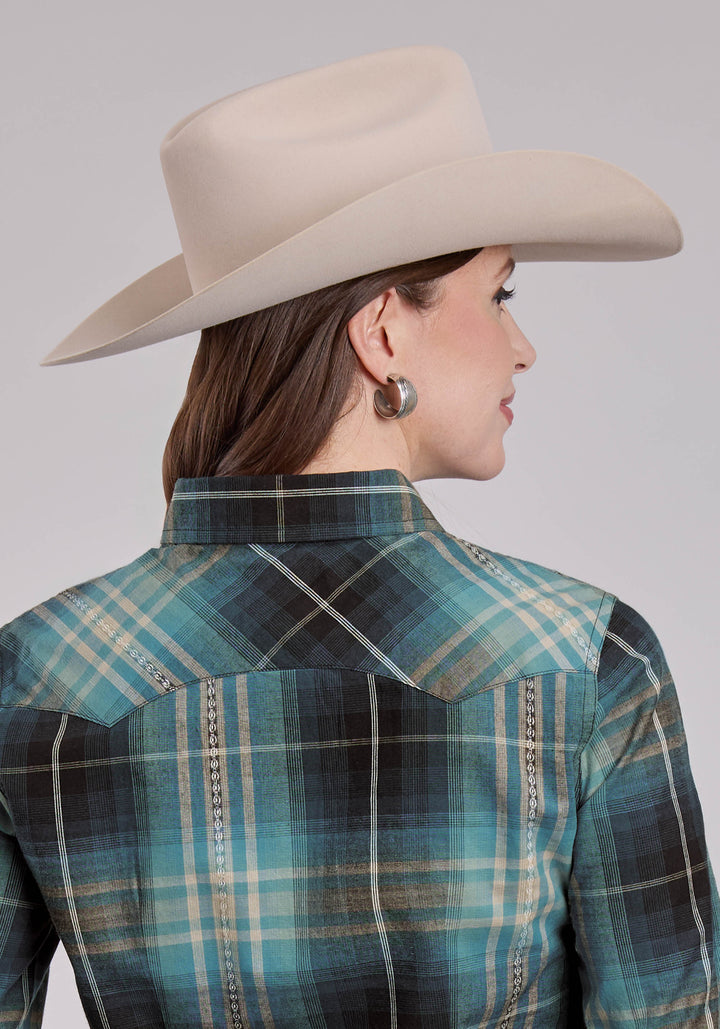 WOMENS LONG SLEEVE SNAP AZTEC DOBBY WESTERN SHIRT