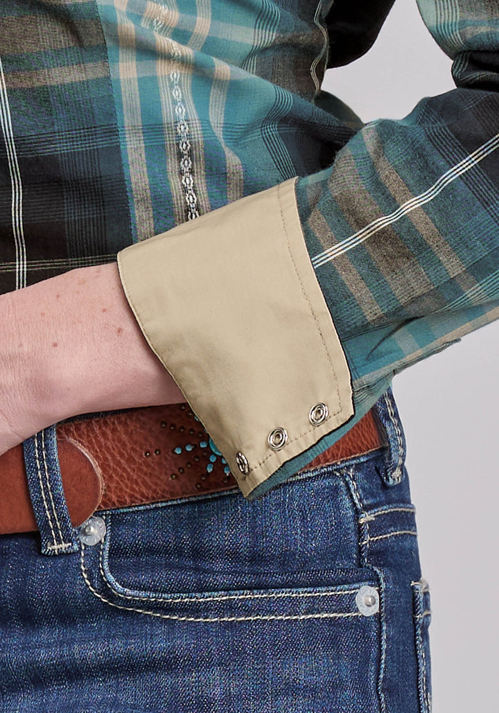 WOMENS LONG SLEEVE SNAP AZTEC DOBBY WESTERN SHIRT