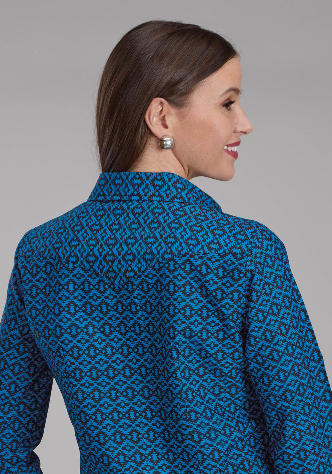 WOMENS AZTEC TILE LONG SLEEVE SNAP WESTERN SHIRT