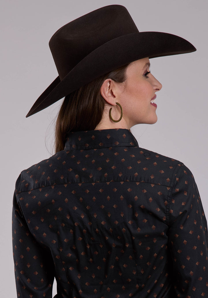 WOMENS LONG SLEEVE SNAP AZTEC FOULARD PRINT WESTERN SHIRT