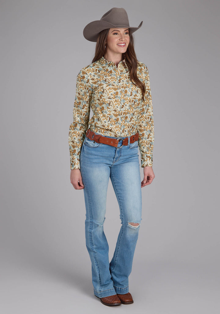 WOMENS SLADE PAISLEY PRINT LONG SLEEVE SNAP WESTERN SHIRT