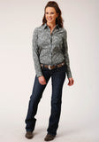 WOMENS LONG SLEEVE SNAP SILVER VINE PRINT WESTERN SHIRT