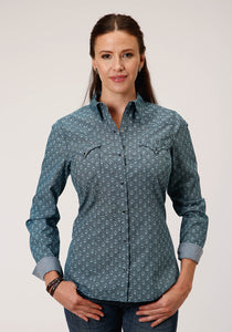 WOMENS LONG SLEEVE SNAP PAISLEY GRID WESTERN SHIRT – Roper Apparel