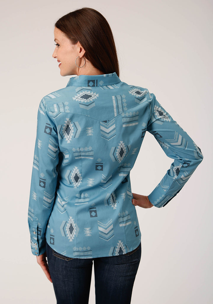 WOMENS LONG SLEEVE SNAP AZTEC MASH UP WESTERN SHIRT