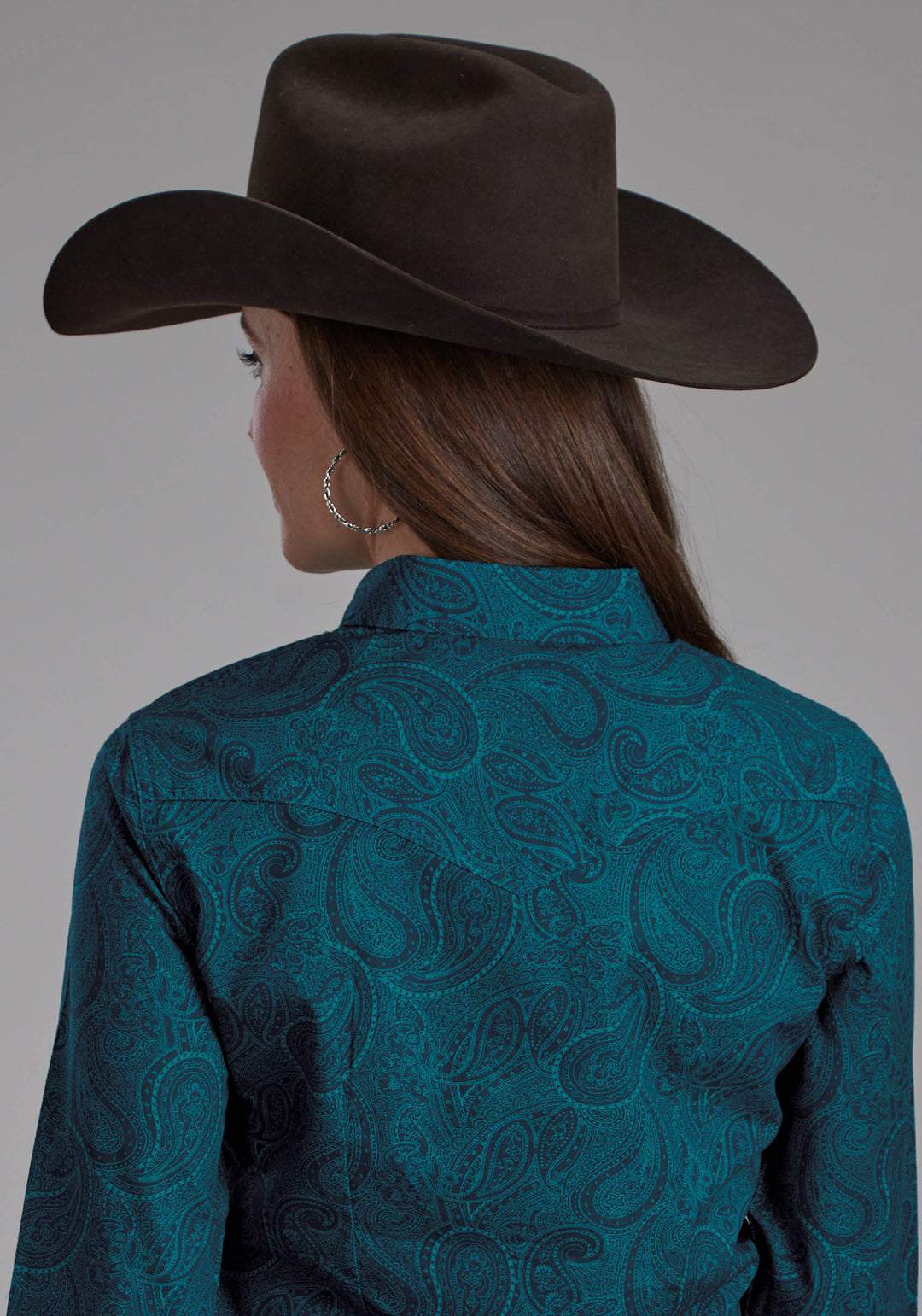 WOMENS TONAL PAISLEY LONG SLEEVE SNAP WESTERN SHIRT