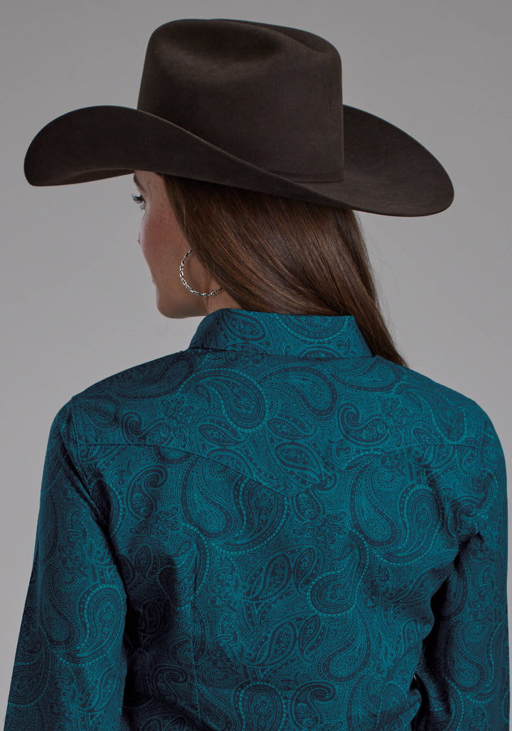 WOMENS TONAL PAISLEY LONG SLEEVE SNAP WESTERN SHIRT