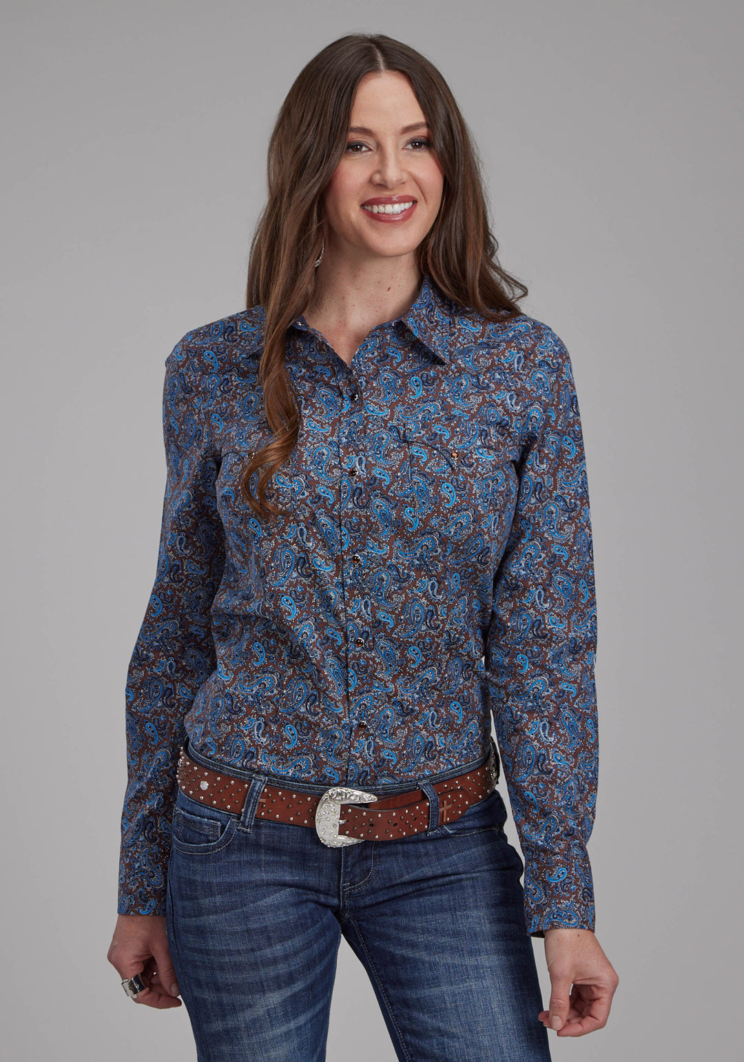 WOMENS RIVER PAISLEY LONG SLEEVE SNAP WESTERN SHIRT