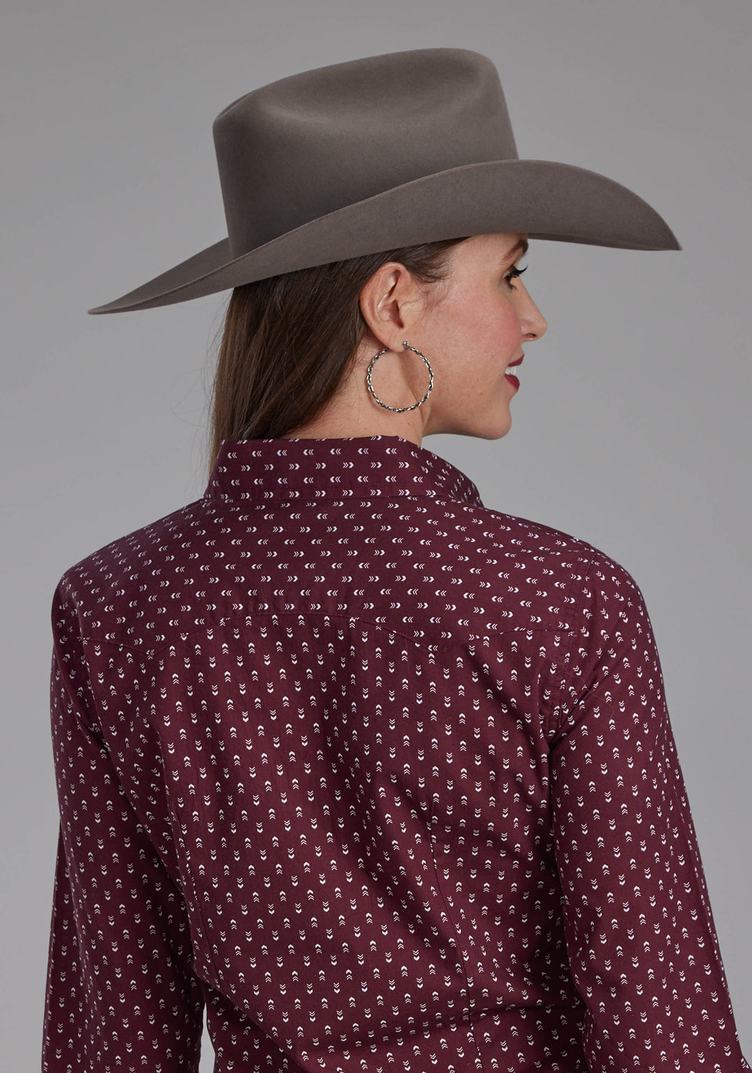 WOMENS ARROW PRINT LONG SLEEVE SNAP WESTERN SHIRT