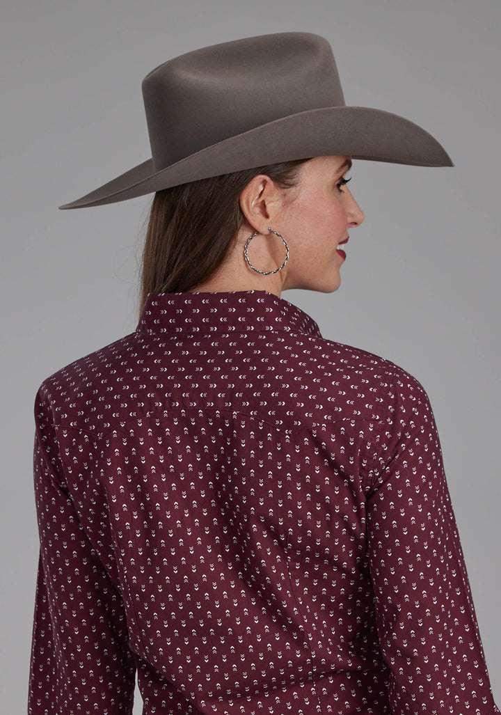 WOMENS ARROW PRINT LONG SLEEVE SNAP WESTERN SHIRT