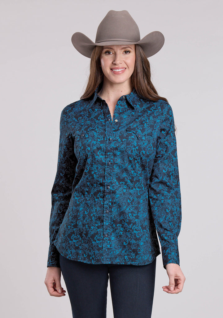 WOMENS ROPER BRILLIANT PAISLEY PRINT LONG SLEEVE SNAP SHIRT