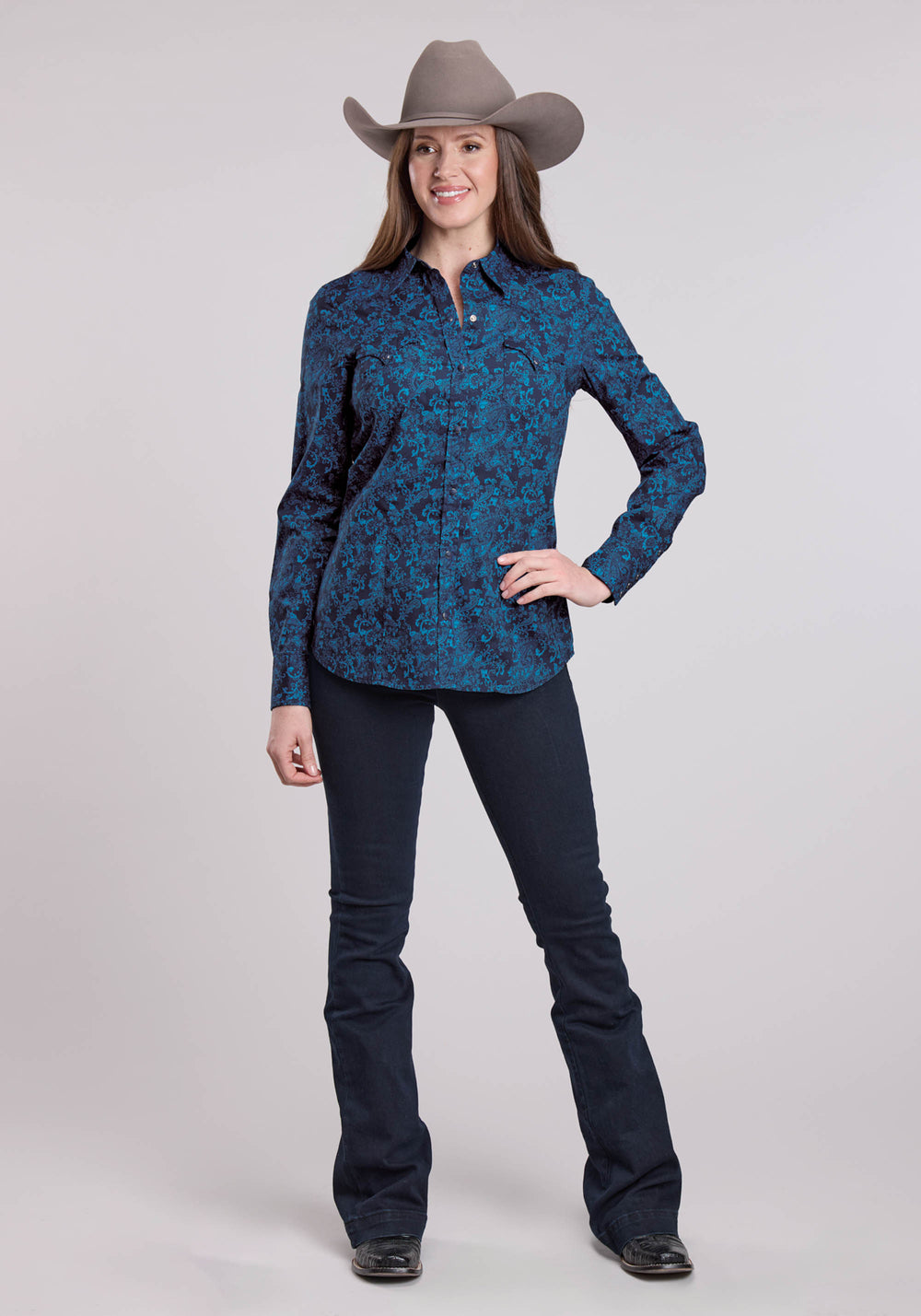 WOMENS ROPER BRILLIANT PAISLEY PRINT LONG SLEEVE SNAP SHIRT