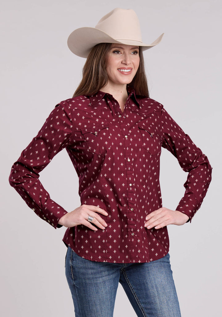 WOMENS LONG SLEEVE SNAP MINI AZTEC WESTERN SHIRT