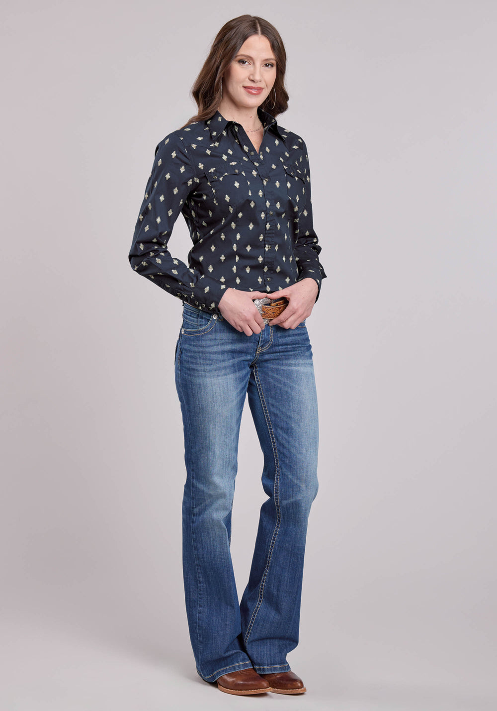 WOMENS ROPER OMBRE AZTECS LONG SLEEVE SNAP SHIRT