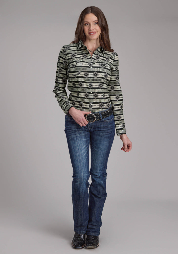 WOMENS SANTA FE AZTEC LONG SLEEVE SNAP WESTERN SHIRT