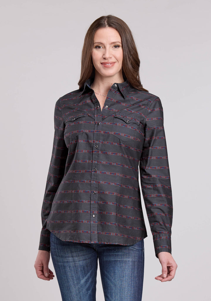 WOMENS ROPER AZTEC STRIPE LONG SLEEVE SNAP SHIRT