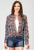 WOMENS LONG SLEEVE BUTTON VERTICAL TROPICAL AZTEC WESTERN SHIRT