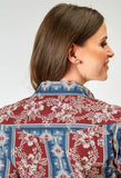 WOMENS LONG SLEEVE BUTTON VERTICAL TROPICAL AZTEC WESTERN SHIRT