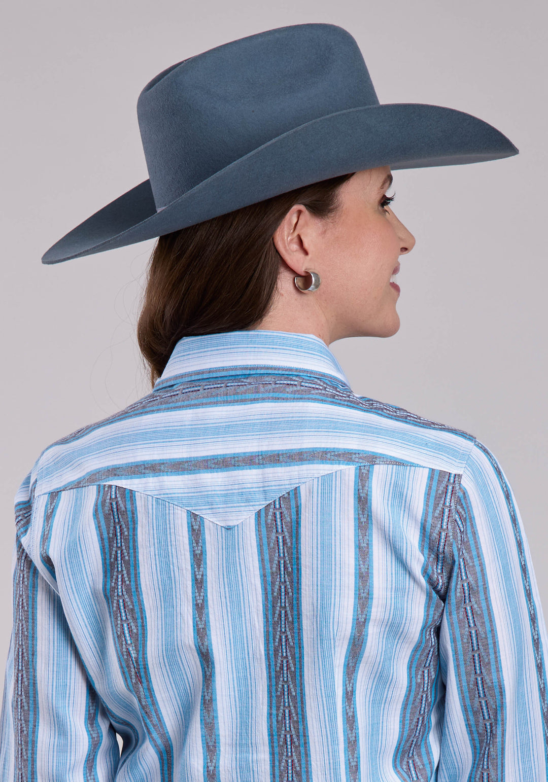 WOMENS ROPER YARN DYE STRIPE LONG SLEEVE SNAP SHIRT