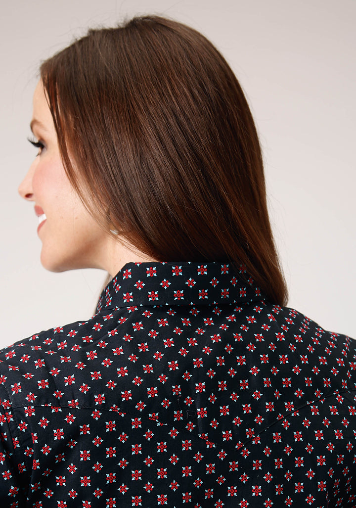 WOMENS LONG SLEEVE SNAP COTTAGE FOULARD WESTERN SHIRT