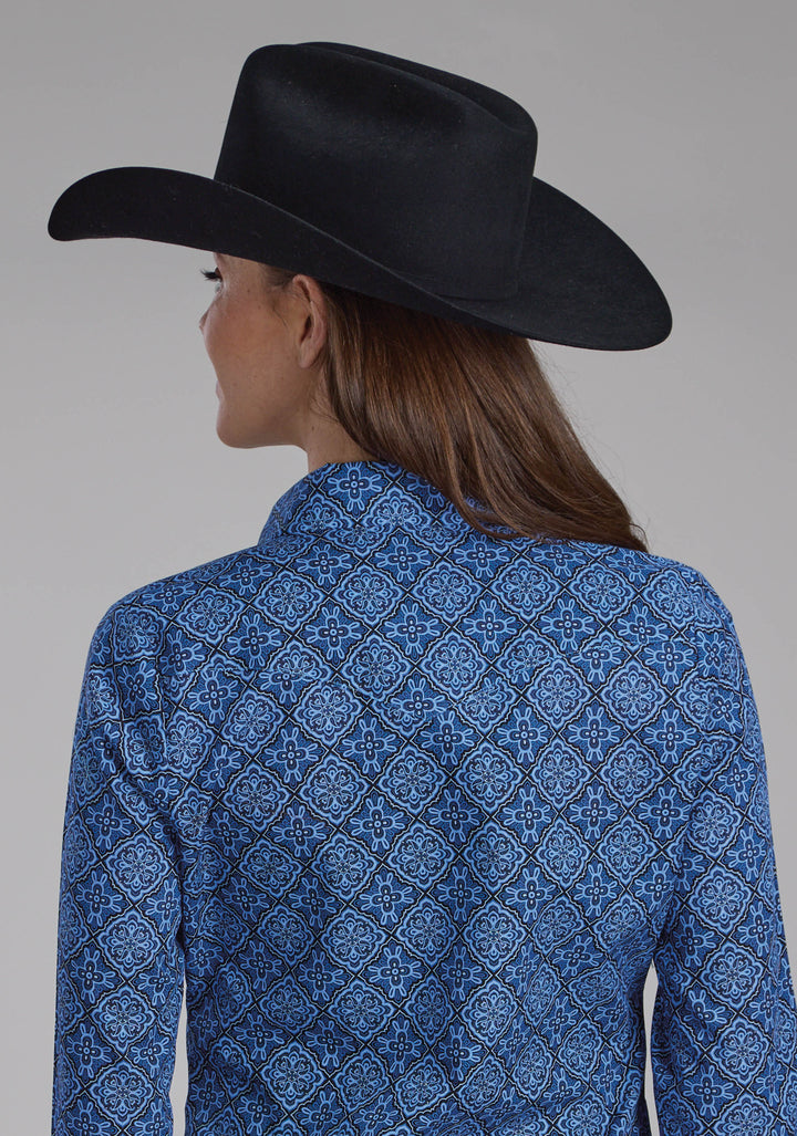 WOMENS SAPHIRE ORNAMENTAL LONG SLEEVE SNAP WESTERN SHIRT
