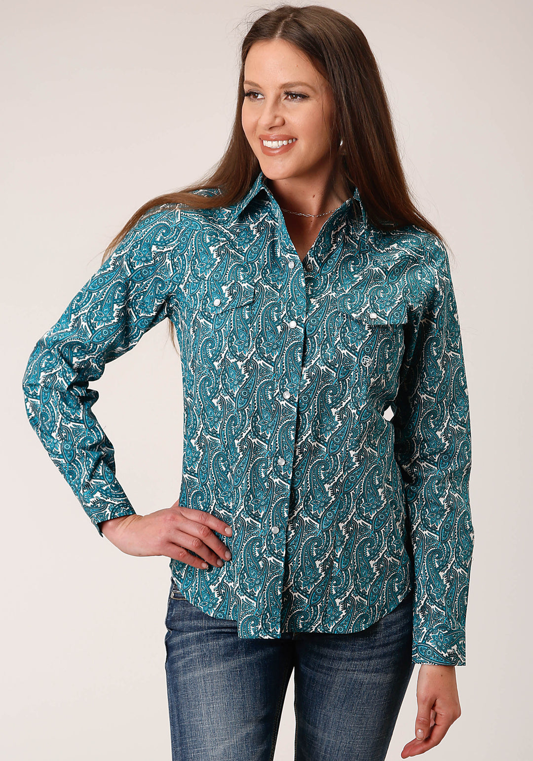 WOMENS LONG SLEEVE SNAP UPSTREAM PAISLEY WESTERN SHIRT