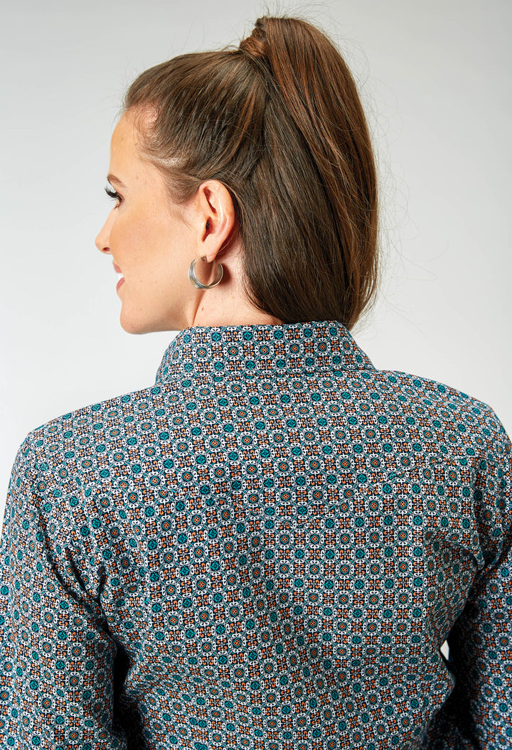WOMENS LONG SLEEVE SNAP FRONTIER FOULARD WESTERN SHIRT
